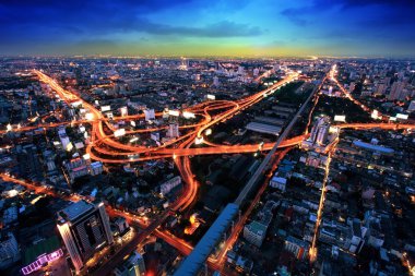 Bangkok Otoyolu ve Otoyol Üst Manzarası, Tayland