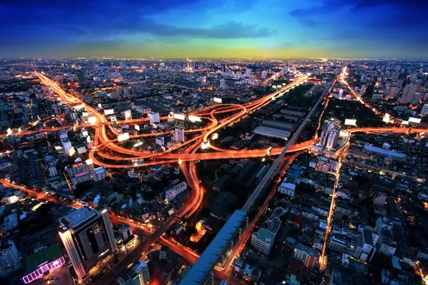 Bangkok Expressway och Highway ovanifrån, Thailand — Stockfoto