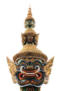 wat phra kaew Bangkok, Tayland, beyaz izole dev heykeli