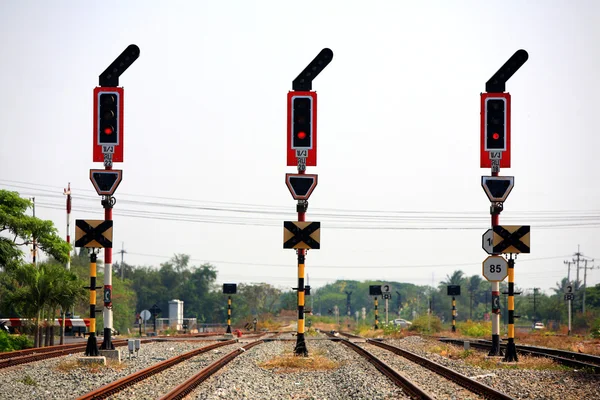 Stoppa signalering för järnvägsknut — Stockfoto