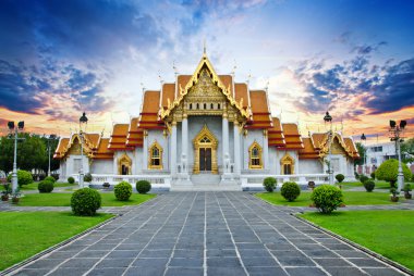 geleneksel Tay mimari, wat benjamaborphit veya Mermer Tapınak, bangkok