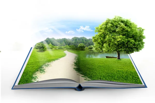 Open book with green nature — Stock Image Open book with green nature Stock Picture