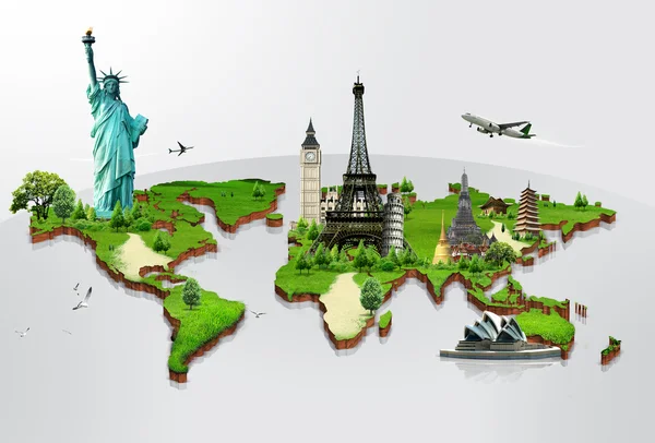 Travel the world monuments concept — Stock Photo, Image