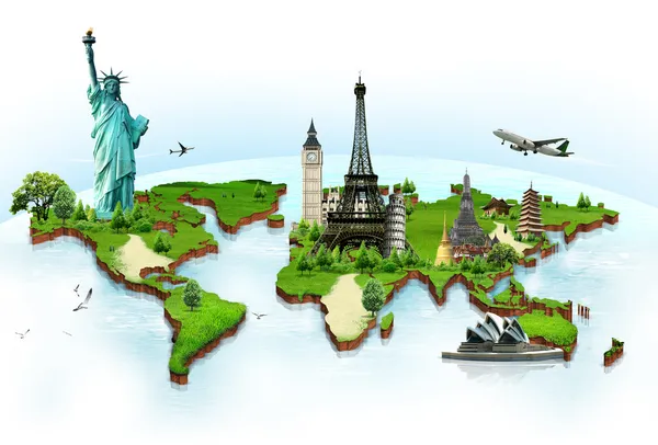 Travel the world monuments concept — Stock Photo, Image