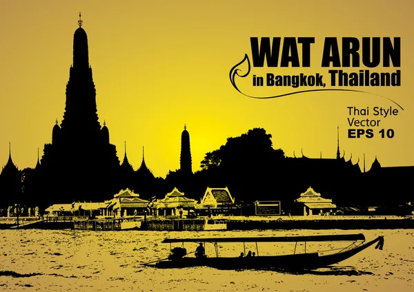 Vector, Wat Arun en Bangkok Tailandia — Archivo Imágenes Vectoriales