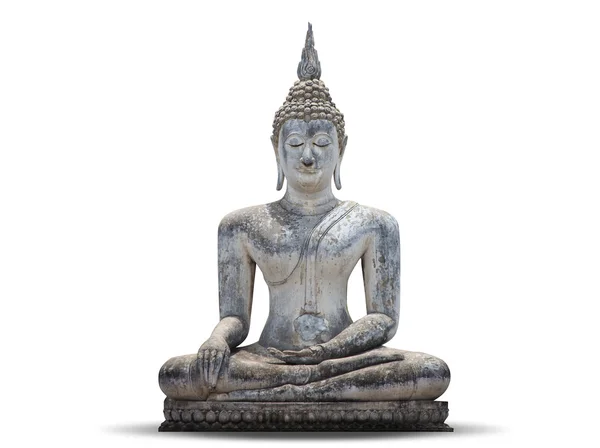 Witte buddha, geïsoleerd tegen witte achtergrond — Stockfoto