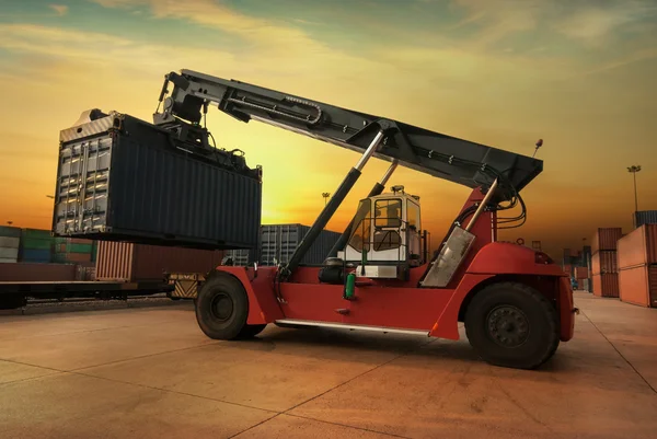 Stack of Freight Containers at the Docks with Truck — Stock Photo, Image