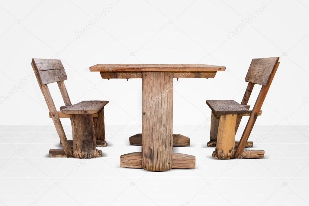 Old wood chair and wood table
