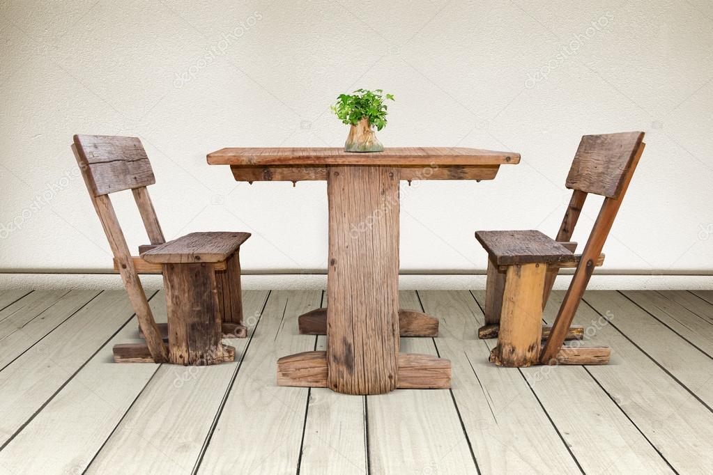 Old wood chair and wood table