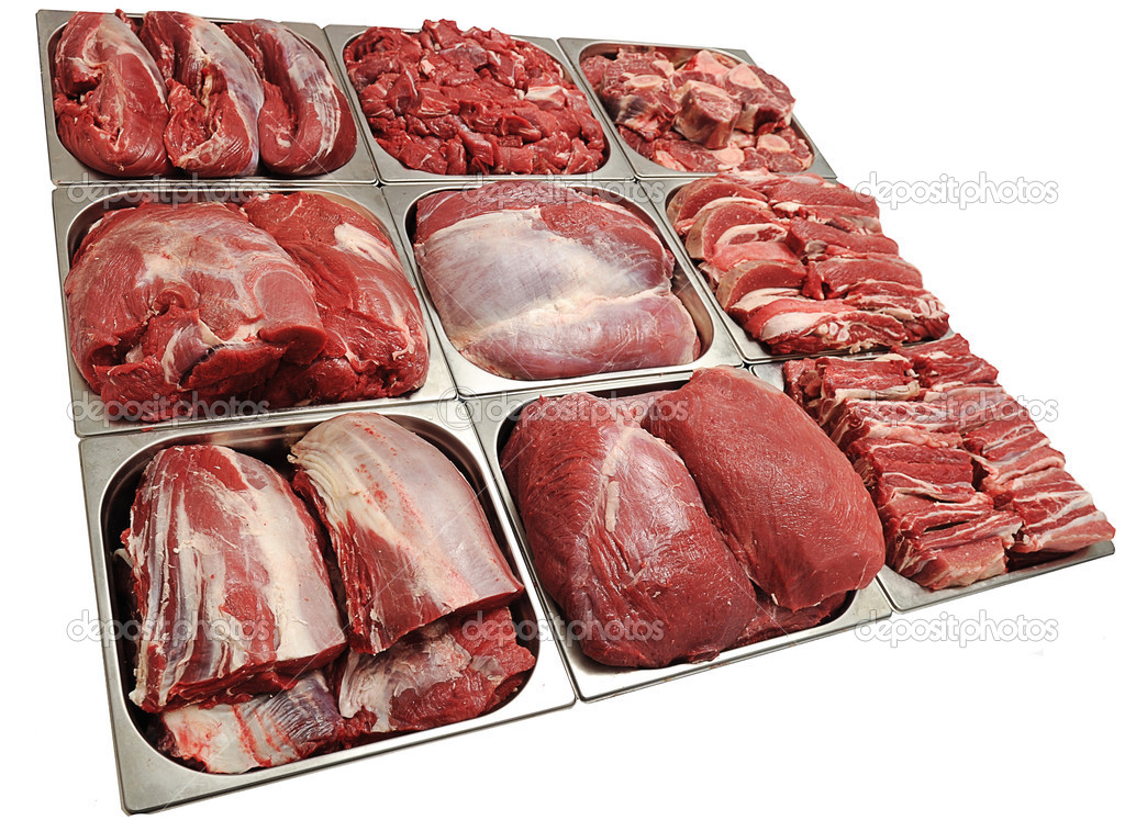 Raw meat on white background