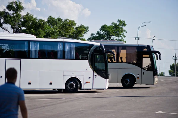 Autobus bianco e grigio — Foto Stock