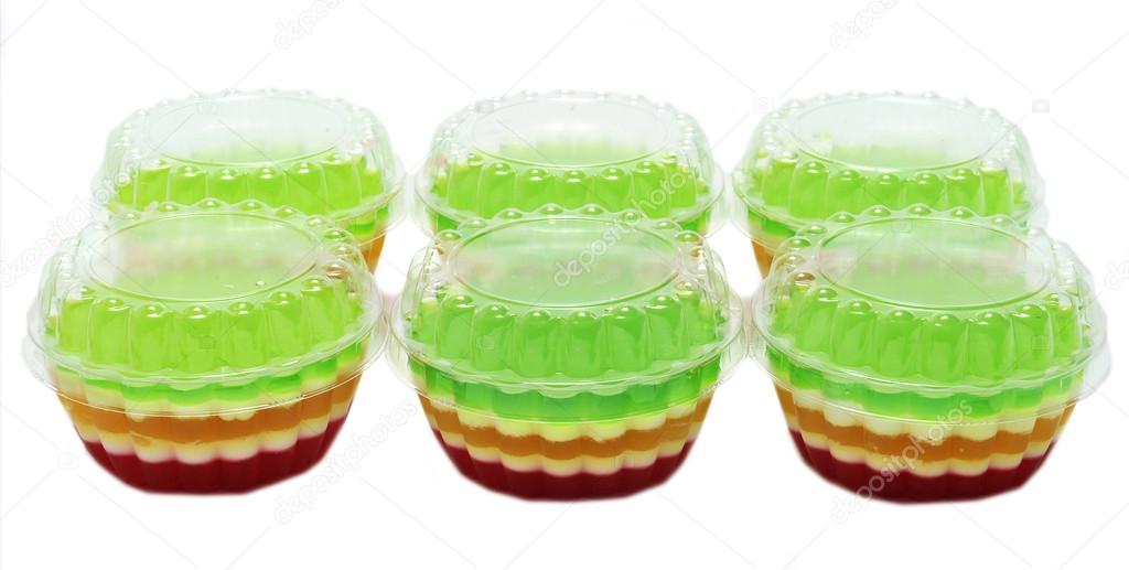 Colourful jelly in glass