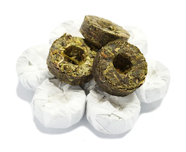 Postfermentirovanny pressed green tea mini Tuo cha — Stock Photo, Image