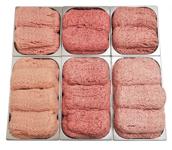 鶏肉、牛肉、豚肉ミンチのミックス — ストック写真