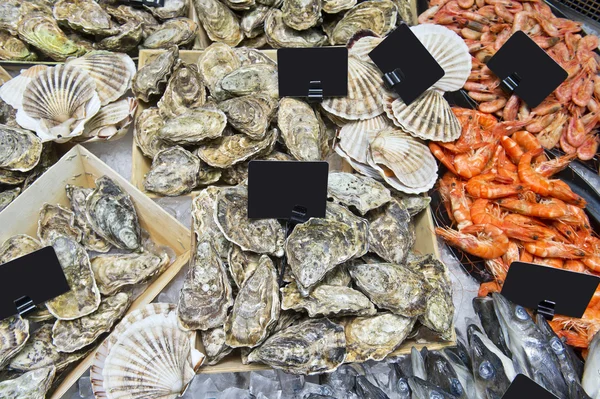 Fresh seafood in a supermarket — Stock Photo, Image