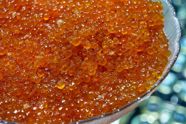 Humpback salmon caviar close-up in store — Stock Photo, Image