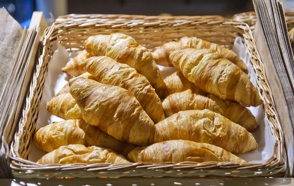 Fresh croissants in a candy store — Stock Photo, Image