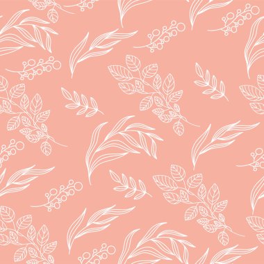 Vektör bitki deseni. Mercan arkaplanı.