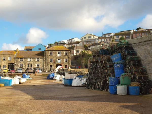Cornwallský rybářských sítí & krabí hrnce — Stock fotografie