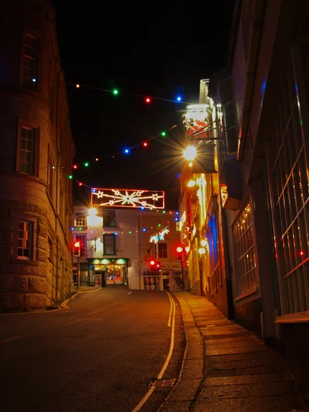 Luzes de rua de Natal em Helston — Fotografia de Stock