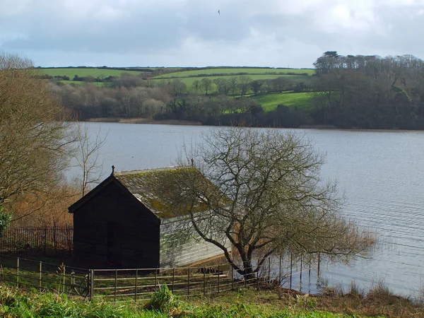 Boot huis loe zwembad cornwall — Stockfoto