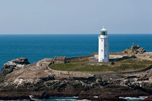 Morską Godrevy lighthouse Kornwalii — Zdjęcie stockowe