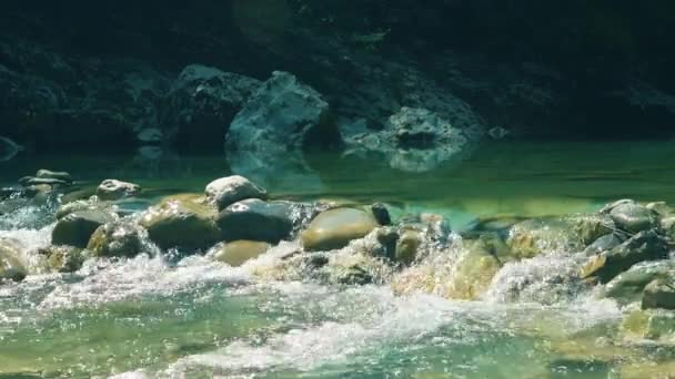 Nadiza Nehri Slovenya Doğal Eşikten Akıyor Temiz Akıntısı Doğa Temiz — Stok video