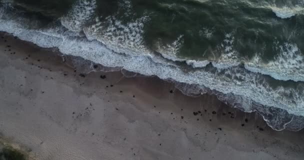Aerial View Flying Latvian Baltic Sea Seaside Beach Coast Liepaja — Vídeo de stock