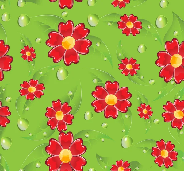 Flores rojas sin costuras — Vector de stock