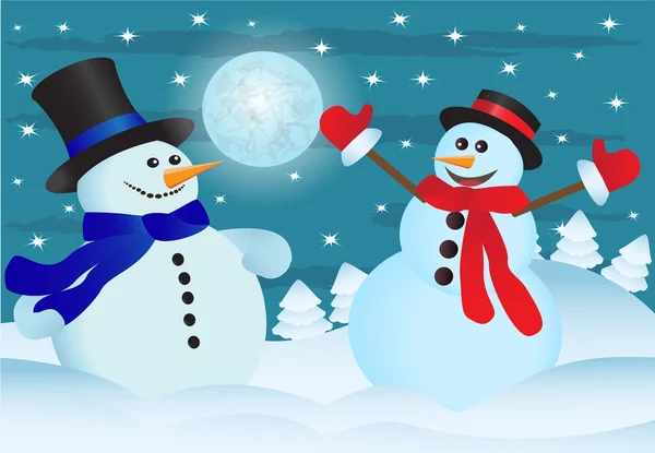 Two snowmens — Stock Vector