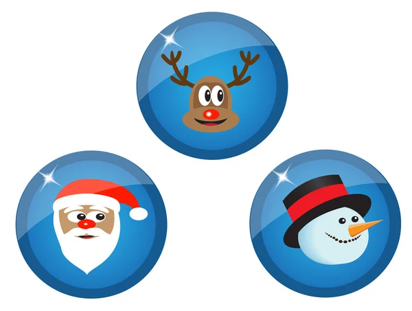 Iconos con personajes de Navidad — Vector de stock