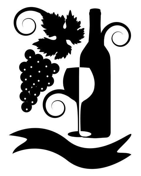 Black-and-white image of wine — Stock Vector