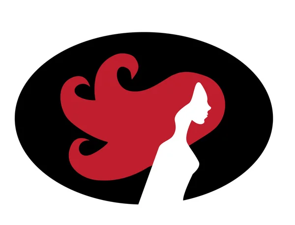 Profil féminin aux cheveux longs — Image vectorielle