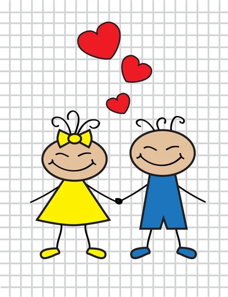 Cartoon children in love — Stock Vector