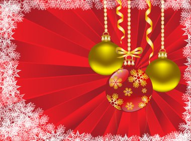Kırmızı arka planda noel topları