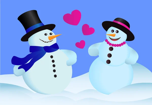 Amour bonhommes de neige — Image vectorielle