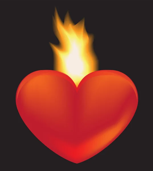 Brinnande hjärta — Stock vektor