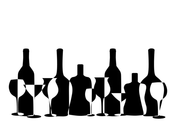 Bottles and glasses — Stock Vector