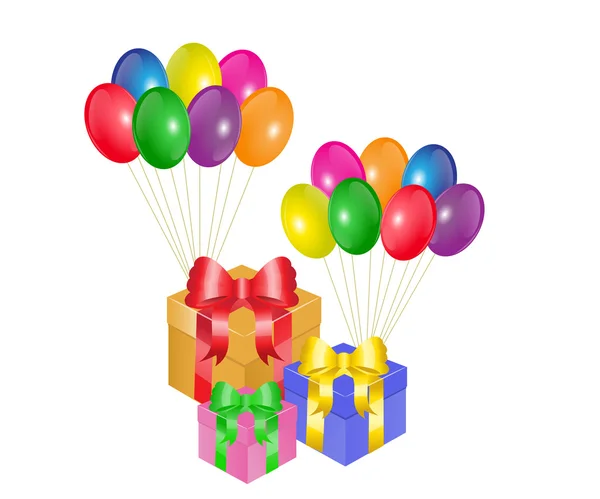 Confezione regalo e palloncini — Vettoriale Stock