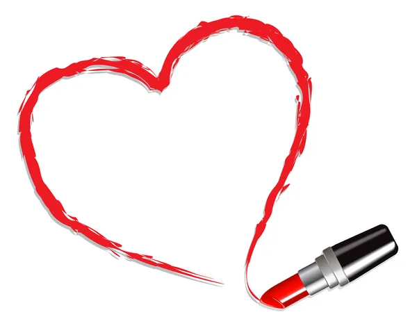 Corazón dibujado con lápiz labial rojo — Vector de stock