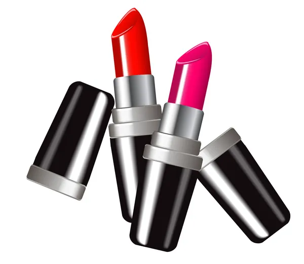 Lápiz labial rosa y rojo — Vector de stock