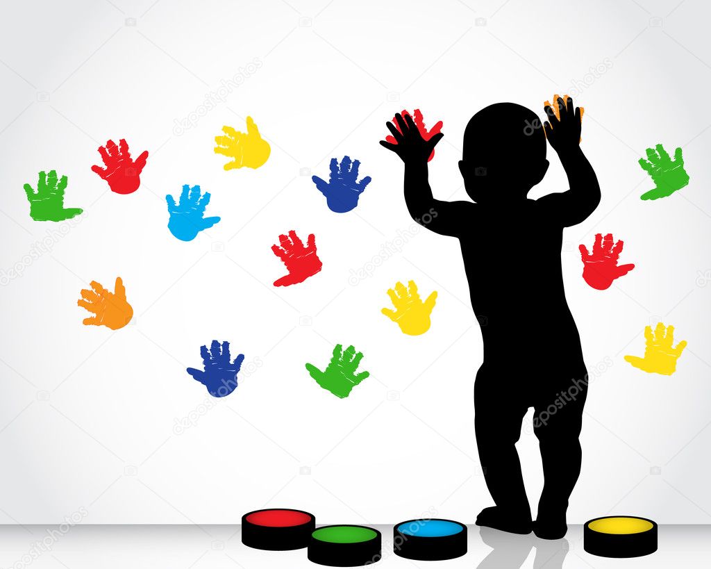 Download Children's handprint — Stock Vector © OlgaSuslO #19833149