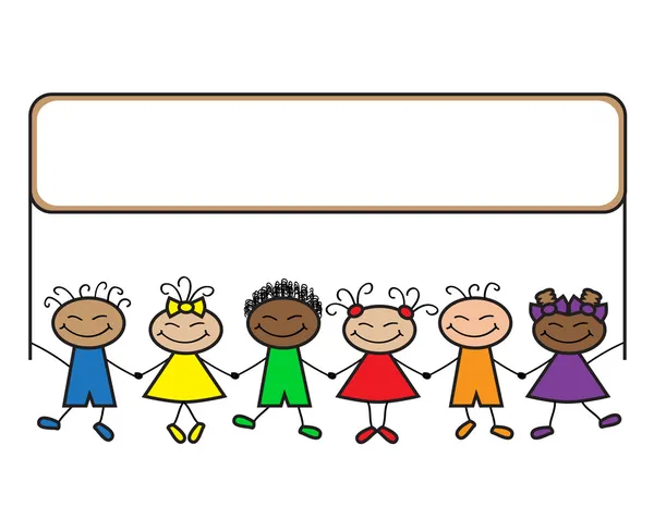 Cartoon kinderen met banner — Stockvector