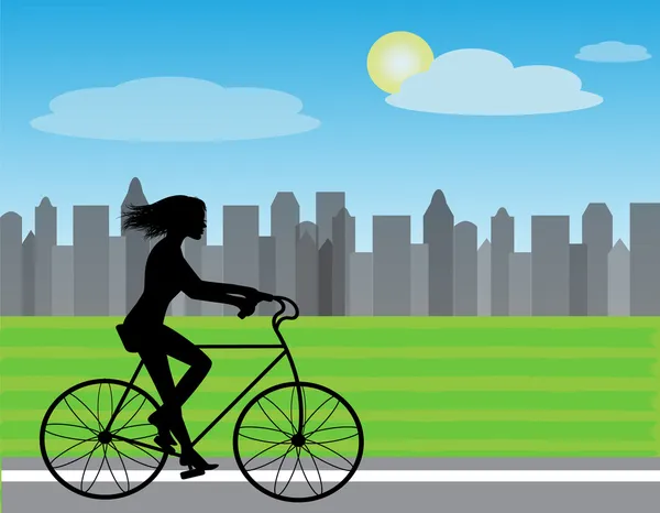 Woman on a bicycle — Stock Vector