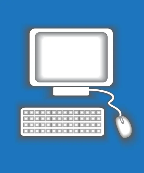 Moniteur stylisé, clavier et souris — Image vectorielle
