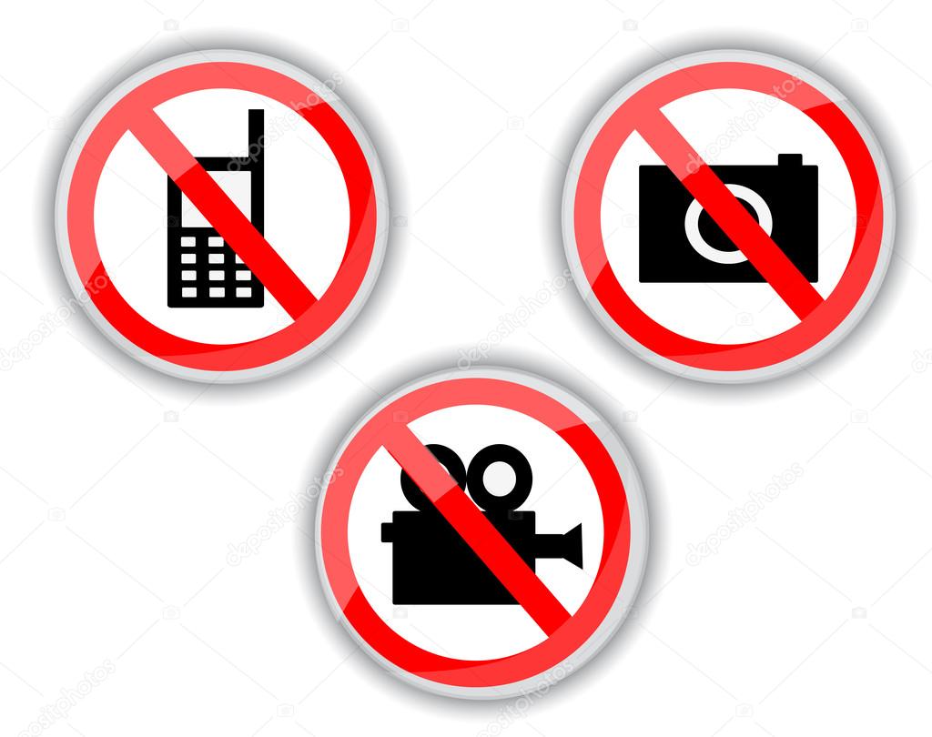 prohibiting signs with telephone, video and photo camera