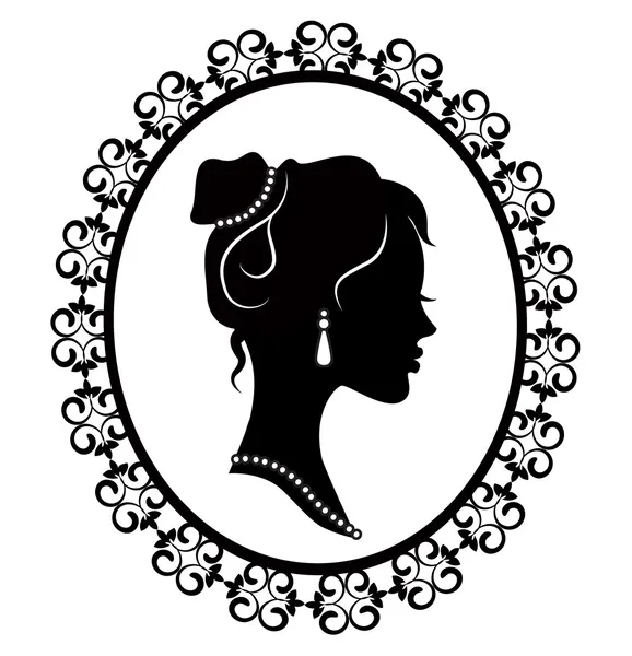 Profil de silhouette rétro d'une jeune fille — Image vectorielle