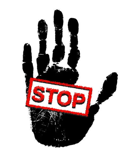 Handabdruck mit der Aufschrift "Stop!" — Stockvektor