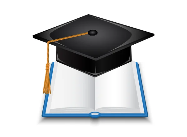 书和毕业帽 — 图库矢量图片