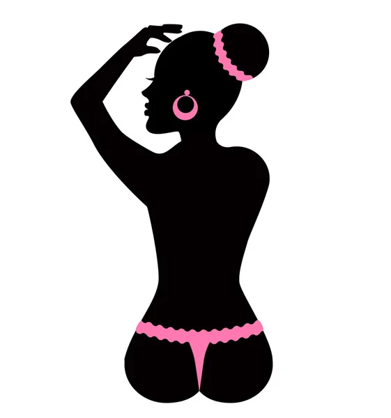 Élégante silhouette féminine du dos — Image vectorielle